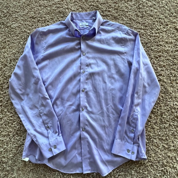 Calvin Klein Slim Fit Dress Shirt Mens 16 1/2 34/35 Lavender Purple Button Up - Picture 2 of 4